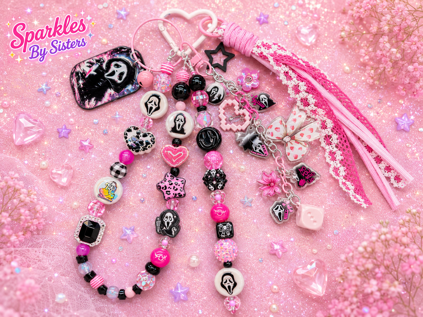 Custom Ghost Face Purse Charm | Handmade Spooky-Cute Bag Charm 🩷🔪