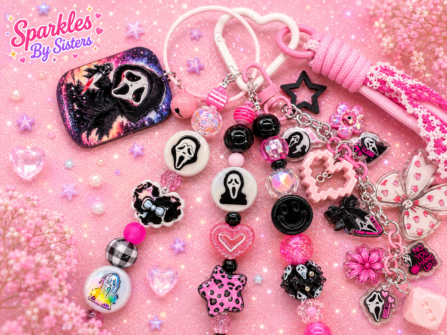 Custom Ghost Face Purse Charm | Handmade Spooky-Cute Bag Charm 🩷🔪