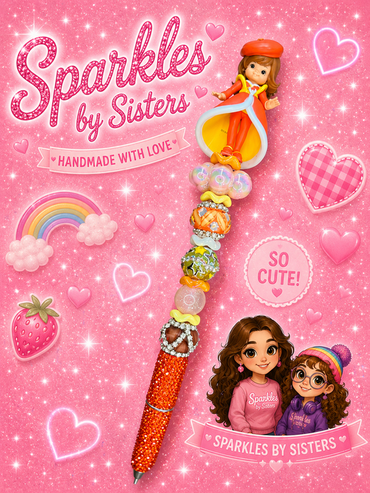 Lala Orange Character Beaded Pen – Handmade Fan-Inspired Collectible