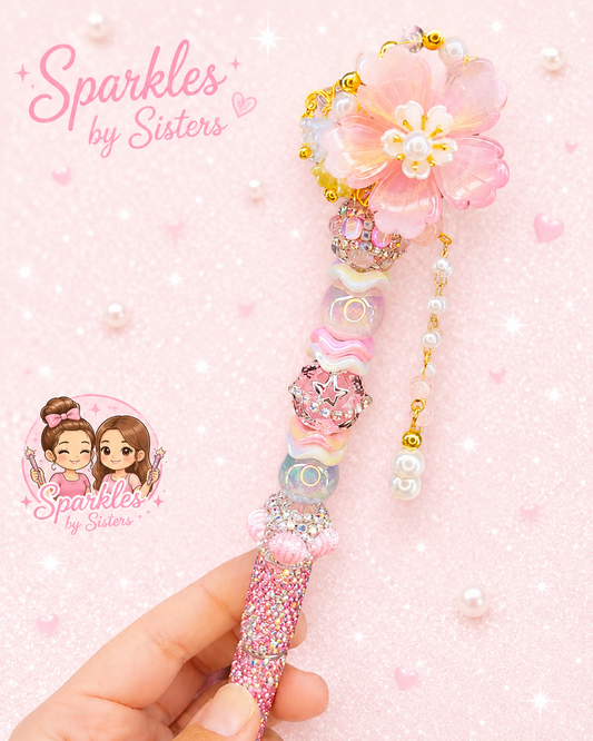 Cherry Blossom Inspired Floral Rhinestone Pen
