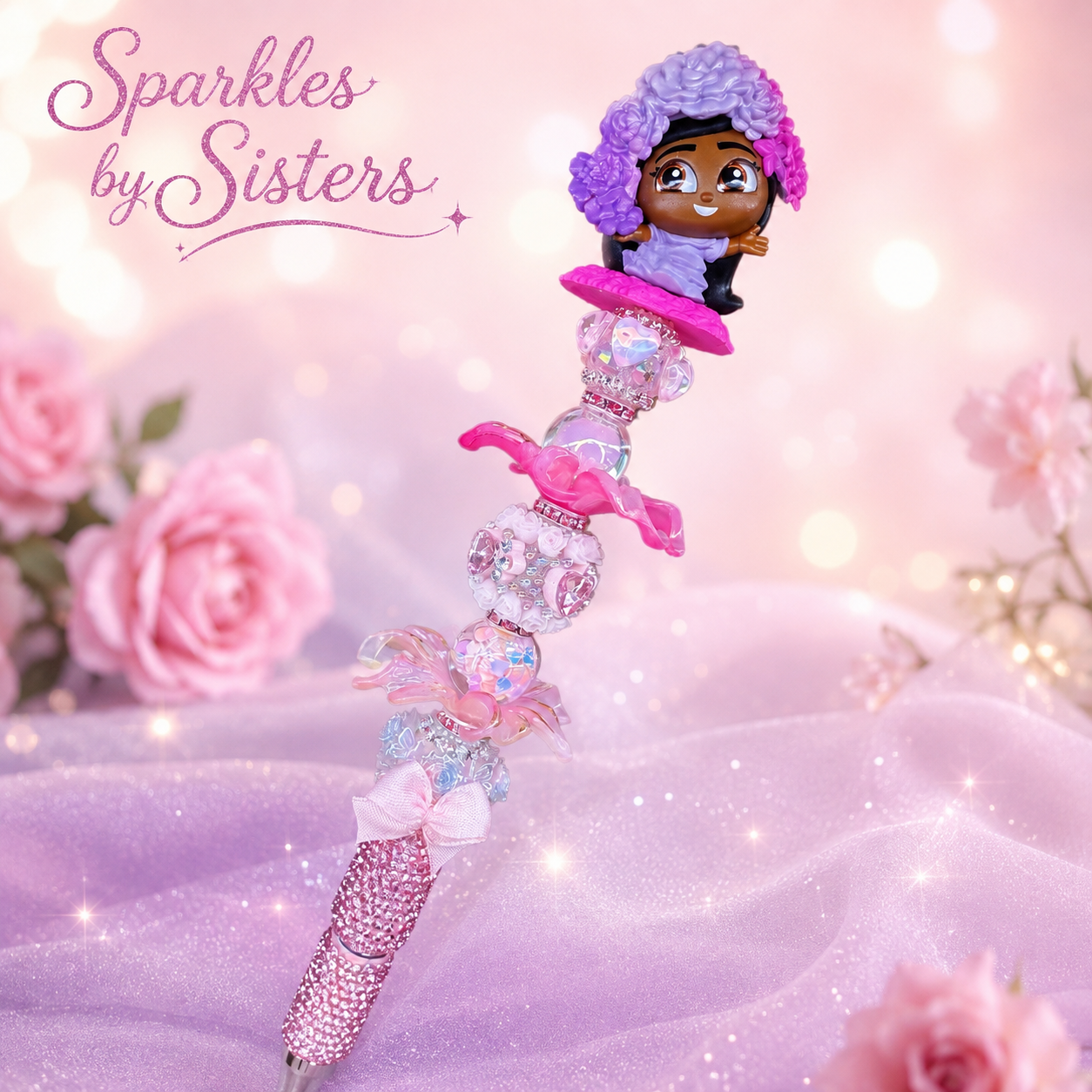Isabela-Inspired Floral Rhinestone Beaded Pen | Handmade Encanto Character Pen