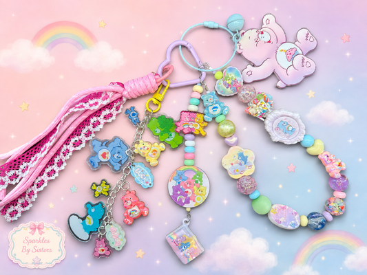 Care Bears Inspired Deluxe Layered Purse Charm | Pastel Beaded 80s Nostalgia Bag Charm